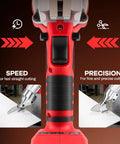 Milwaukee M18 18V Battery Cordless Metal Shear Cutter With 295 Feet Pounds Torque Power showing ergonomic handle and blade for precision cutting.