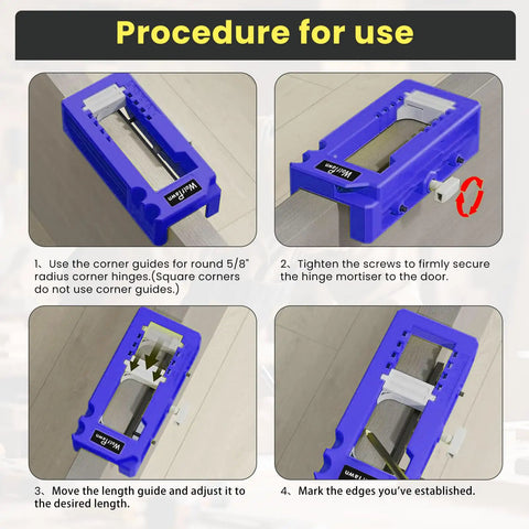No Sweat Adjustable Door Hinge Jig And Master Router Mortise Template With Solid Clamping Base for using corner guides and adjustments.
