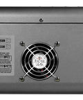 Back panel of 6000W Peak 14-Channel Powered Mixer With USB Bluetooth, showing speaker connections and cooling fan.