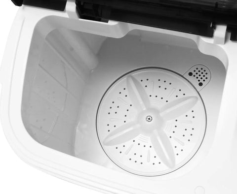 Interior of Portable Twin Tub Washing Machine With Built In Drain Pump, 7.9 Lbs Wash And 4.4 Lbs Spin, showing the wash tub.