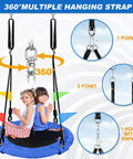 Two kids on a 24 Inch Saucer Tree Swing For Kids And Adults Heavy Duty 220Lb Capacity Adjustable Hanging Ropes 900D Oxford Platform