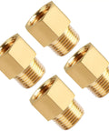 Four Pack One Half Inch NPT Brass Pipe Fittings Male To Female Adapters For Shower Heads And Plumbing DIY Friendly