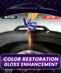 Before and after comparison of car trim using Car Plastic Restorer With Ceramic Coating For Black Trim Quick Revival For Faded Rubber