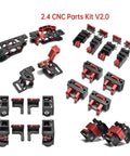 Advanced Premium Heavy Duty Full Cnc Parts Kit Aluminum Alloy Frame For 3D Printer Mods detailed parts showing robust black and red components.