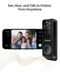 Dual Camera 2K HDR WiFi Video Doorbell With No Monthly Fees And Local Storage, Battery Or Wired Powered, shown with smartphone app