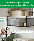 Under Desk Organizer With Heavy Duty C Clamp, Adjustable Height Keyboard And Mouse Shelf installed under kitchen shelf.