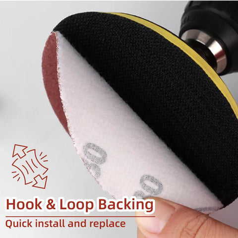Three Inch Sanding Discs Kit 100 Pieces 80 to 3000 Grit Hook and Loop Quick Change Pads showing backing detail