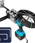 Professional Wire Tugger With Brushless Motor and Fast Speed for Tough Electrical Jobs, Featuring Six Steel Rollers plus Thirty Meter Lead Wire to Pull Cables Through Multiple Bends With Ease, close-up view.