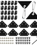 Heavy Duty 34 Pack 2020 Aluminum Extrusion Corner Brackets And Hardware Kit with L shaped plates, angles, T nuts, screws in black