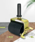 Close-up of Heavy Duty Bed Frame Casters Set Of 6 With Brakes Locking Metal Swivel Wheels on mixed floor types.