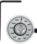 Pro Grade Torque Angle Gauge With Male And Female Half Inch Drives, A Must Have Tool For Modern Motors, 360 Degree Scale Marked In 2 Degree Increments With 10 And 30 Degree Reference Intervals, Easily Zeroed For Quick Reuse. torque angle gauge with 1/2 in drive and L-handle