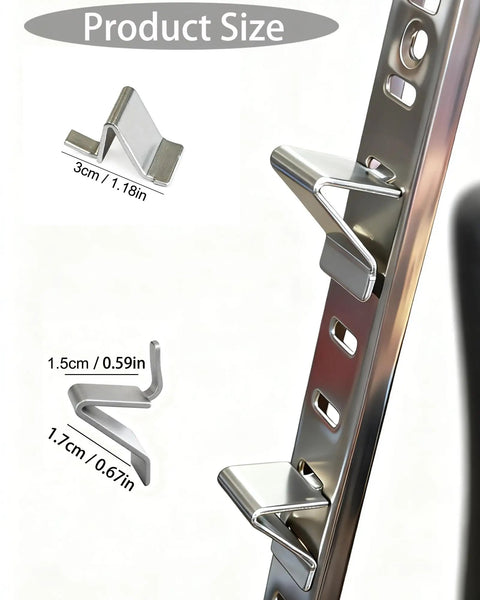 Heavy Hitter 18 Piece Silver Steel Shelf Clip Kit Built Tough For Knockout Wall Storage Adjustable Pilaster Strip Brackets, size details.