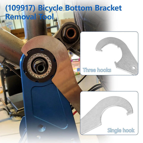 Double Ended Bicycle Bottom Bracket Lockring Wrench And Removal Tool showing single and triple hook ends for cup-and-cone systems.