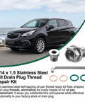 Upgrade Your Ride With This Heavy Duty M14x1.5 Piggyback Oil Drain Plug Made From Stainless Steel That Fixes Oversized Threads And Stops Leaks Like A Boss For Any Car Or Truck Engine Repair Job. M14 x 1.5 stainless steel oil drain plug thread repair kit with washers and wrench