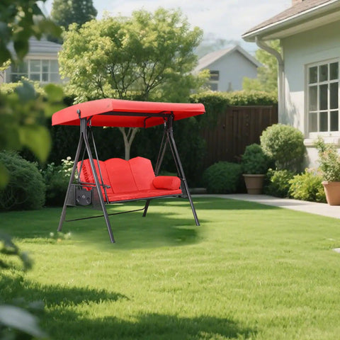 Universal 3 Seat Patio Swing Canopy Top Replacement Cover 75-Inch By 47-Inch, red, outdoor garden swing.