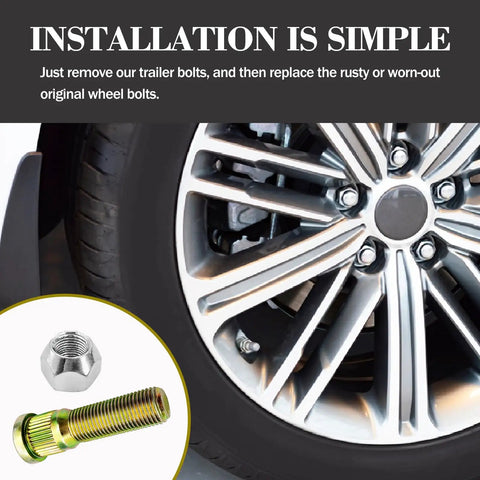 Get Some Heavy Duty 1/2 Inch Twenty Thread Wheel Studs And Lug Nuts Kit For Dexter Axle Hubs Replacing Oem Part Number 007-122-00, wheel installed
