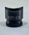 Knock Out Punch K3P-1/2-1 For 1/2 Inch Conduit, knurled grip edge, laser markings, heavy duty electrical punch tool, black finish, front view
