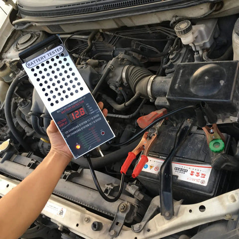 Car Battery Load Tester With Digital Voltmeter And Alligator Clips, Supports 6V 8V 12V 16V 24V Systems, Alternator And Charging System Diagnostics, Quick Starter Draw Test, Easy To Use Battery Tester For DIY Car Enthusiasts And Weekend Warriors, in engine bay