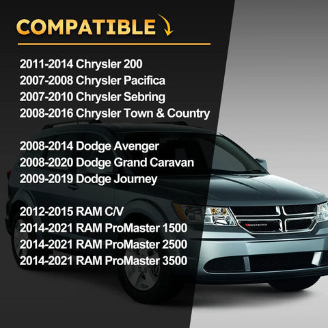 Vehicle compatibility list for Transmission Filter With Gasket Kit For Ram ProMaster 1500 2500 3500 And Chrysler Dodge Vehicles