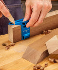 Pro Grade 45 Degree Saddle Square For Woodworking Anodized Aluminum Carpenter Square Tool Marking Tools For Accuracy And Precise Mitered Cuts Durable Woodworking Tools And Accessories in use on wooden block