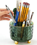 Dark Green 6 Compartment Desk Organizer With 360 Degree Rotating Pen And Pencil Holder For Pens Pencils Makeup Brushes