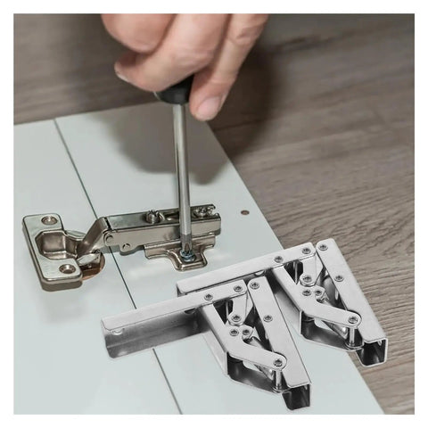 Heavy Duty Stainless Steel Self Closing Reversible Door Hinge Set 2 Pieces With Silent Hydraulic Damping Hidden Folding Design