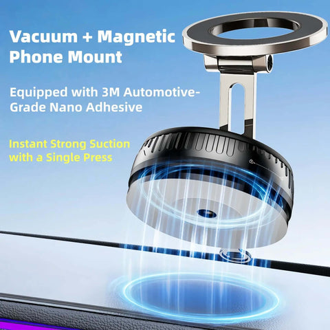 MagSafe Car Phone Mount With 360 Degree Rotatable Holder Rock Solid Vacuum Suction Up To 180 Lbs Nano Gel Grip in action