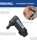 Dremel 575 right-angle attachment for rotary tools, black plastic with blue logo, 90° angled head