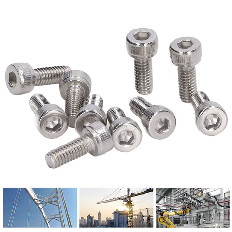 Badass 100 Piece Hex Socket Head Cap Screws And Galvanized Steel Fastener Kit With M4x0 7mm Thread, shiny screws for industrial repair.