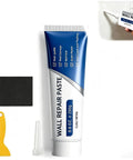 Upgraded Quick Drying Wall Mending Kit With Scraper All In One Patch Paste For Filling Holes And Cracks DIY Home Fix Includes Two 250g Mending Agent Tubes And Sandpaper For Professional Smooth Wall Repairs showing tube, scraper, sandpaper, and nozzle.