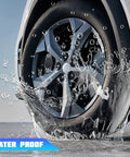 Car wheel splashing water, illustrating water-resistant 20 Pcs Lug Nut Covers 17Mm Bolt Caps With Removal Tool For Jetta Beetle Passat GTI