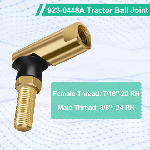 Tractor Ball Joint Replacement 2 Pack Kit For OEM 7230448 9230448 7230448A 9230448A 1120917 With Female Seven Sixteenths Inch Thread And Male Three Eighths Inch Thread Compatible With MTD Cub Cadet Toro Murray Troy Bilt, brass ball joint threads