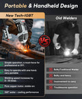 Comparison of Portable Handheld Welder 110V IGBT Inverter with traditional welder highlighting features and benefits.