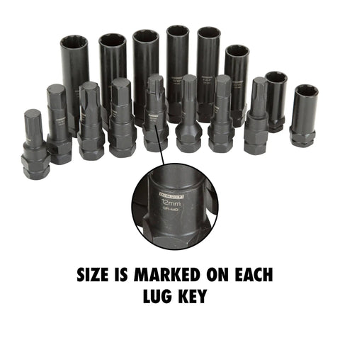 16 Piece Lug Nut Socket Set For Impact Wrenches, Spline Design For Quick Locking Nut Removal, Thin Wall Sockets Prevent Wheel Damage And Scratches, Extra Long Lug Sockets For A Smooth, Scratch Free Wheel Swap