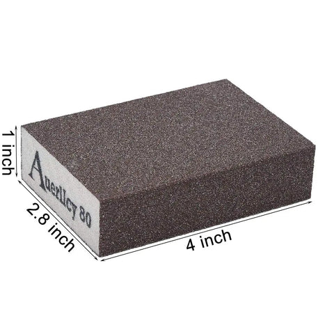 Four Grit Sanding Sponge Set 60 80 120 220 Grits, 4 x 2.8 x 1 Inch Assorted Blocks, showing dimensions on side