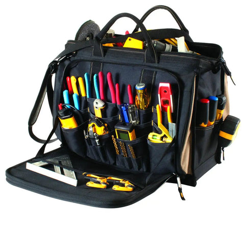 Heavy Duty Tool Bag With 50 Pockets And Large Center Compartment, Multi-Compartment Tool Organizer For Power Tools