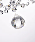 Close-up of Glam Crystal Mini Chandelier With Ivory Hardware One Light Ceiling Fixture for Bedroom, featuring crystal detail.