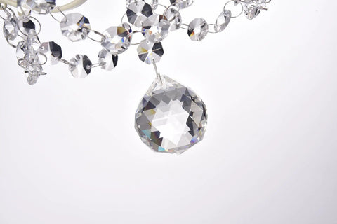 Close-up of Glam Crystal Mini Chandelier With Ivory Hardware One Light Ceiling Fixture for Bedroom, featuring crystal detail.