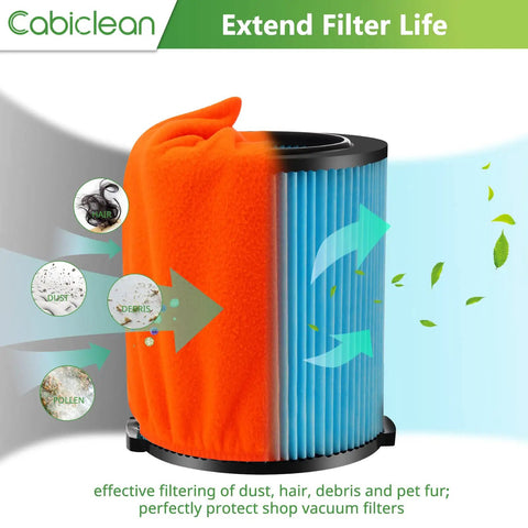 Reusable Vacuum Filter Cover For Wet Dry Vacuums, 4 Pack, Elastic Pre Filter Shield, Fits 8 To 9 Inch, Protects Against Dust and Debris