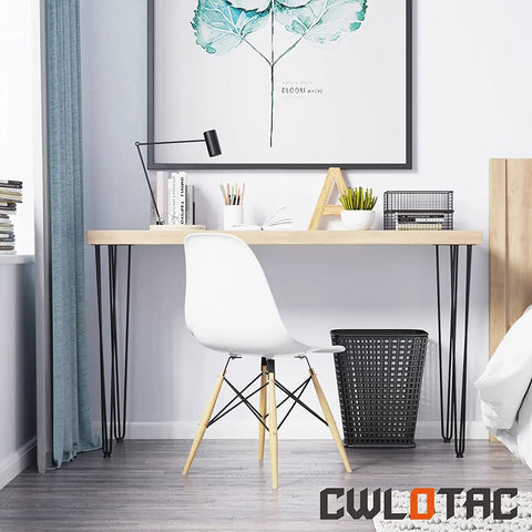 Desk with 18 Inch Hairpin Table Leg Set Of 4 With Solid Rods Metal Desk Legs For Coffee Tables Benches Dining And Bar Height
