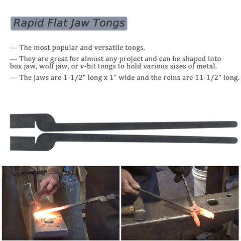 Five Types Blacksmith Tongs Bundle With Rivets For Beginners Featuring Flat Jaw Bolt Jaw Scroll Jaw Slot Jaw And V Bit Jaw Set