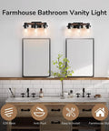 Bathroom with Farmhouse Vanity Lights For Bathroom, 3 Light Wall Sconce Over Mirror With Clear Glass Shades, Rustic Black Metal Frame