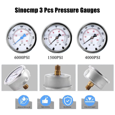 Pro Grade Hydraulic Pressure Test Kit With Nitrogen Accumulator Charging Kit, Nitrogen Fill Charge Kit With Gauge, 2 Meter Hose And Multiple Adapters For Precise Pressure Testing, Safe, Reliable And Heavy Duty Performance