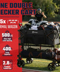 Front view of 500 Lbs Heavy Duty Double Decker Wagon With Extender 400 L Large Capacity Collapsible Garden Cart on field