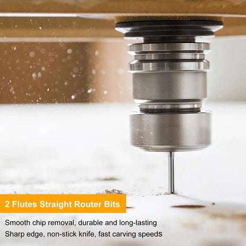 1/8 Inch Straight Router Bits Set For DIY Woodworkers And CNC Milling With 2 Flutes Double Edged Cutters in action on wood