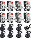 Rugged 8 Pack SPST Toggle Switches 2 Pin 20A 125V AC And 15A 250V AC On Off with Boot Cap Covers, front view