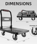 Foldable Push Cart Platform Cart With 360 Degree Swivel Wheels No-Fuss Heavy-Duty Hand Truck For Moving And Storage dimensions