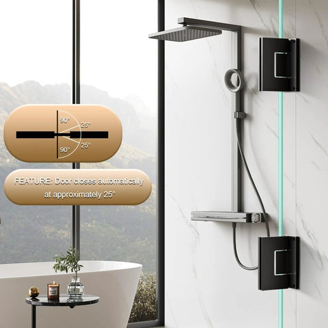 Glass Shower Door Hinge 90 Degree For Bathroom Black Finish Heavy Duty Shower Hardware With Rubber Guard To Protect Glass No Hassle Install Pro Grade Quality 1 Pack on frameless glass shower door