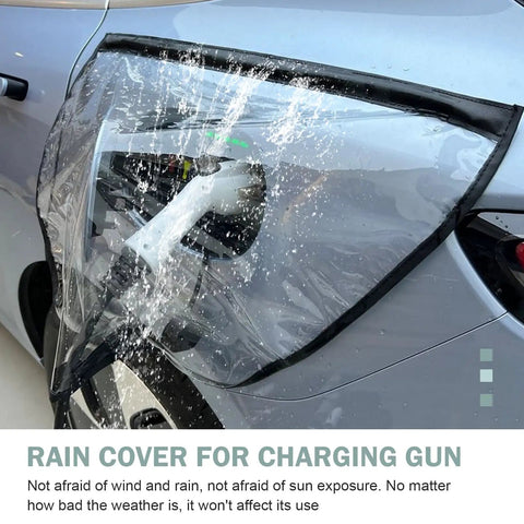 Tough As Nails Magnetic EV Charger Port Cover With Crisp Clear View Window, installed on an electric car protecting from rain.