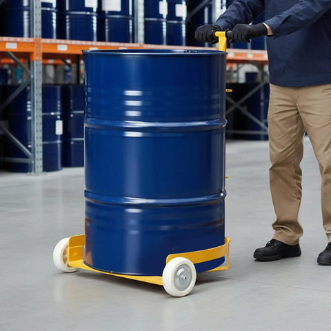 55 Gallon Drum Dolly With Swivel Wheels For Heavy Duty Drum Transport Haul Up To 1200 Lbs Like A Boss Durable Steel Construction Adjustable Ergonomic Handle From 28.94 To 38.4 Inches 360 Degree Steering For Smooth Moves, blue drum on dolly